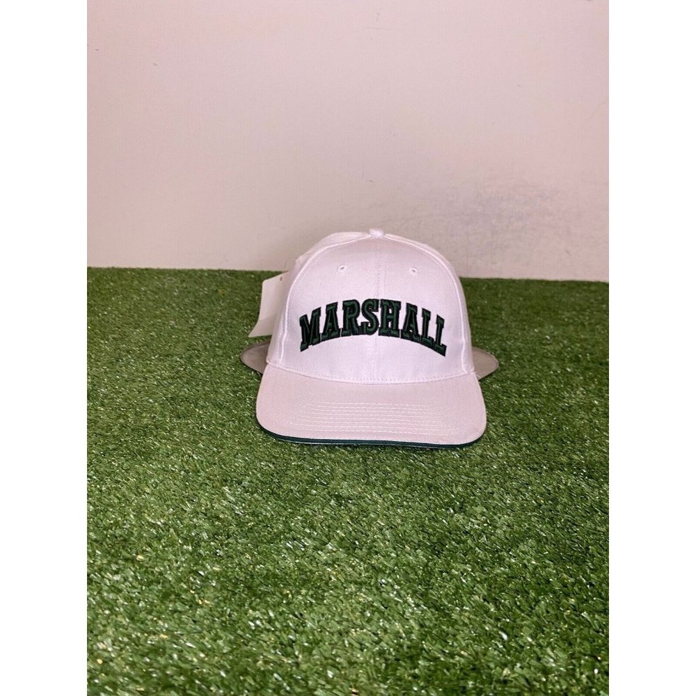 Marshall Thundering Herd hat cap snap back new white green mens Y2K retro
